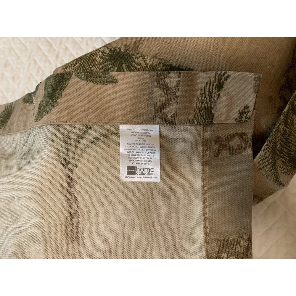 VTG JC Penny Home Palm Grove Karin Maki Kimlore Cotton Shower Curtain Tan Green